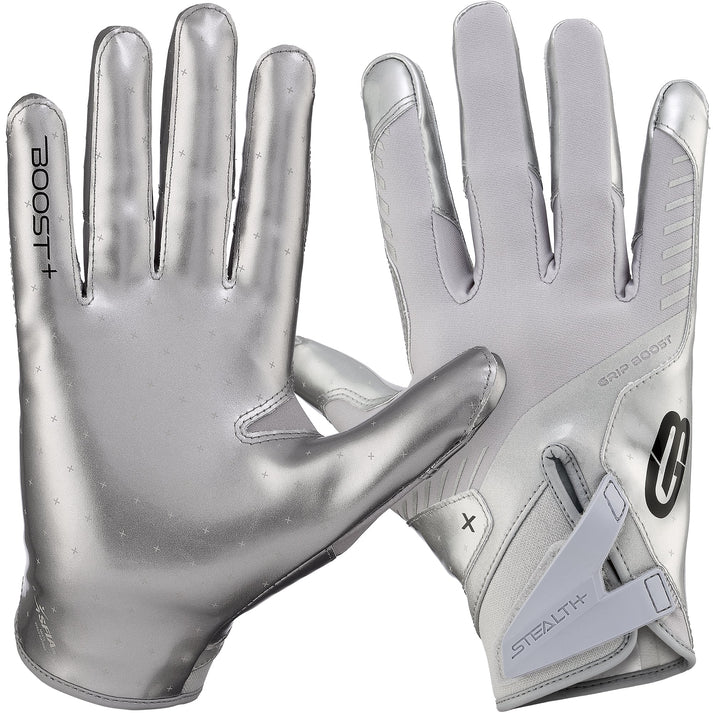 Grip Boost Solid Chrome Stealth 6.0 Boost Plus Football Gloves