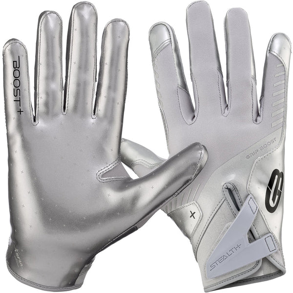 Grip Boost Solid Chrome Stealth 6.0 Boost Plus Football Gloves